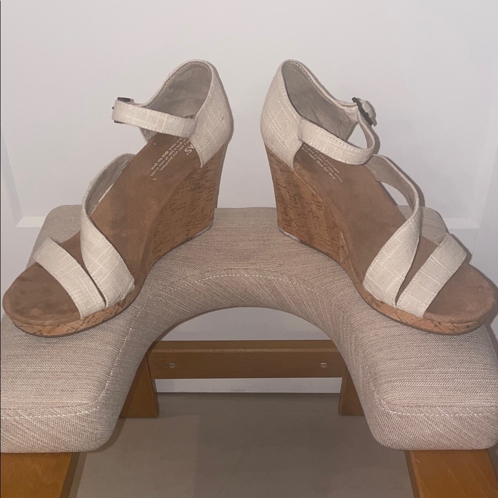 Toms Beige Wedge Sandals